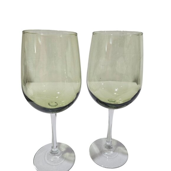 Vina Blue Libbey Red Wine Goblet 9" blown glass 17oz set of 2 stylish romantic - Picture 2 of 7